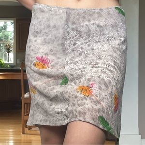 Grey Floral Mini Skirt
